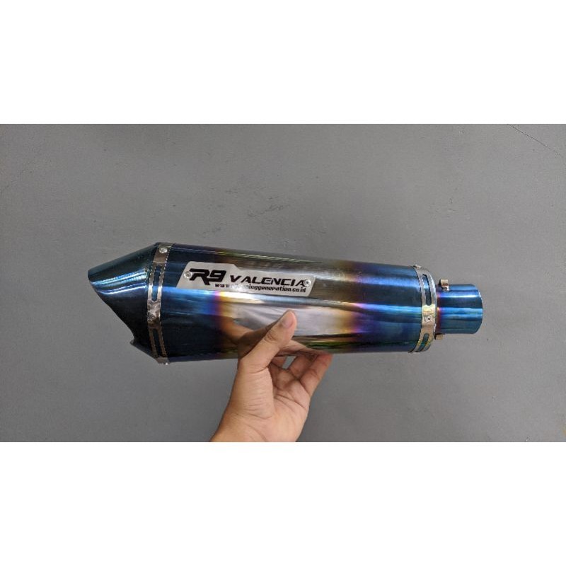 Knalpot Racing R9 Valencia Blue Silincer Vixion/R15/Xabre/Byson/Cb150/Cbr150/Verza/Megapro/Sonic/Cs1
