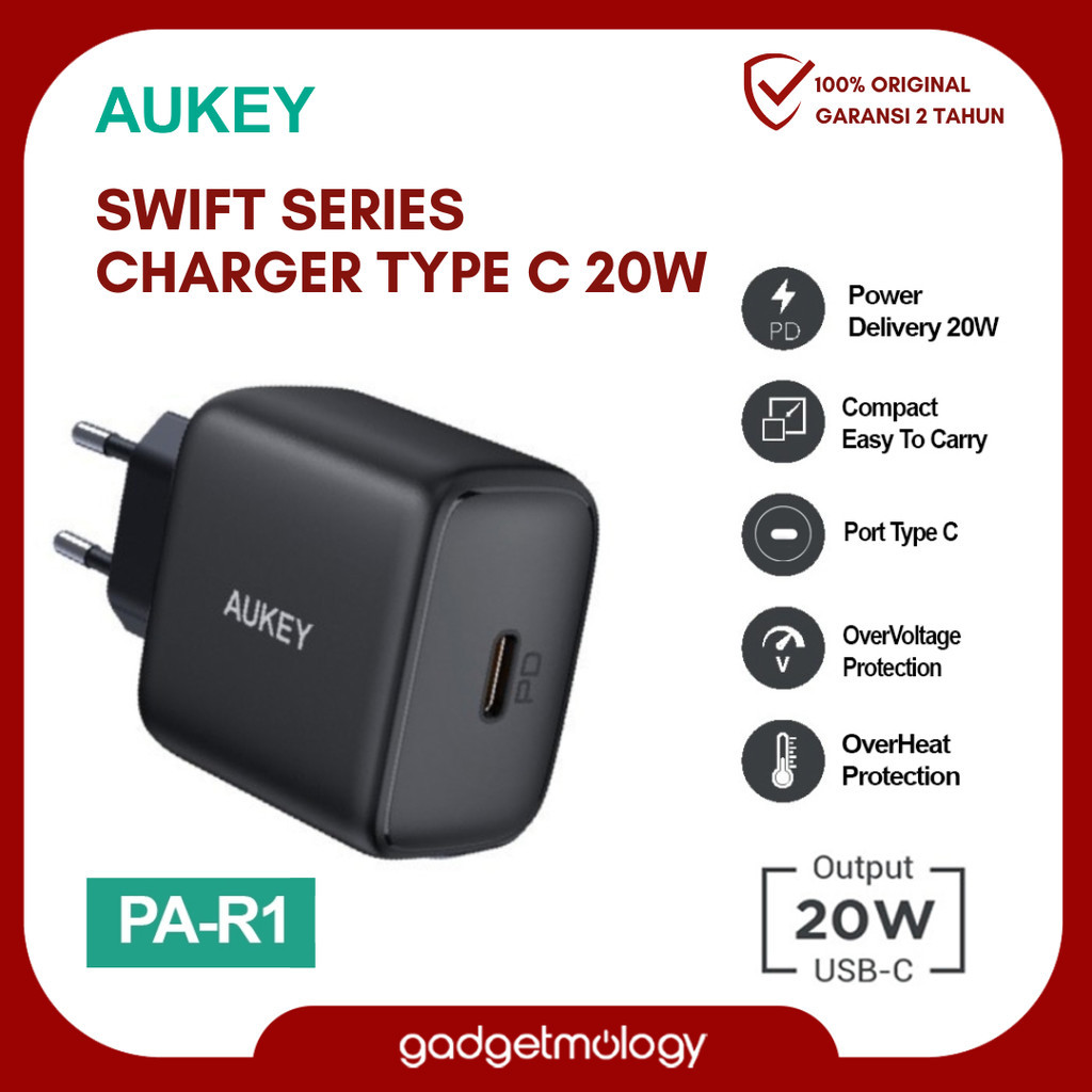 AUKEY Swift 20W Adaptor Charger USB-C Type C Fast Charging Mini Nano PD3.0 For iPhone Android PA-R1