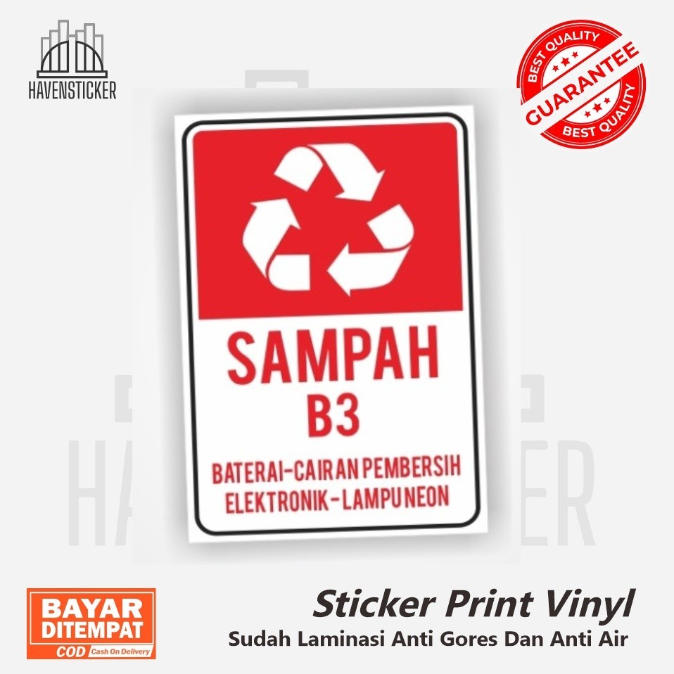 

Stiker Penanda Tempat Jenis Sampah B3 Sticker vinyl print sudah laminasi anti air