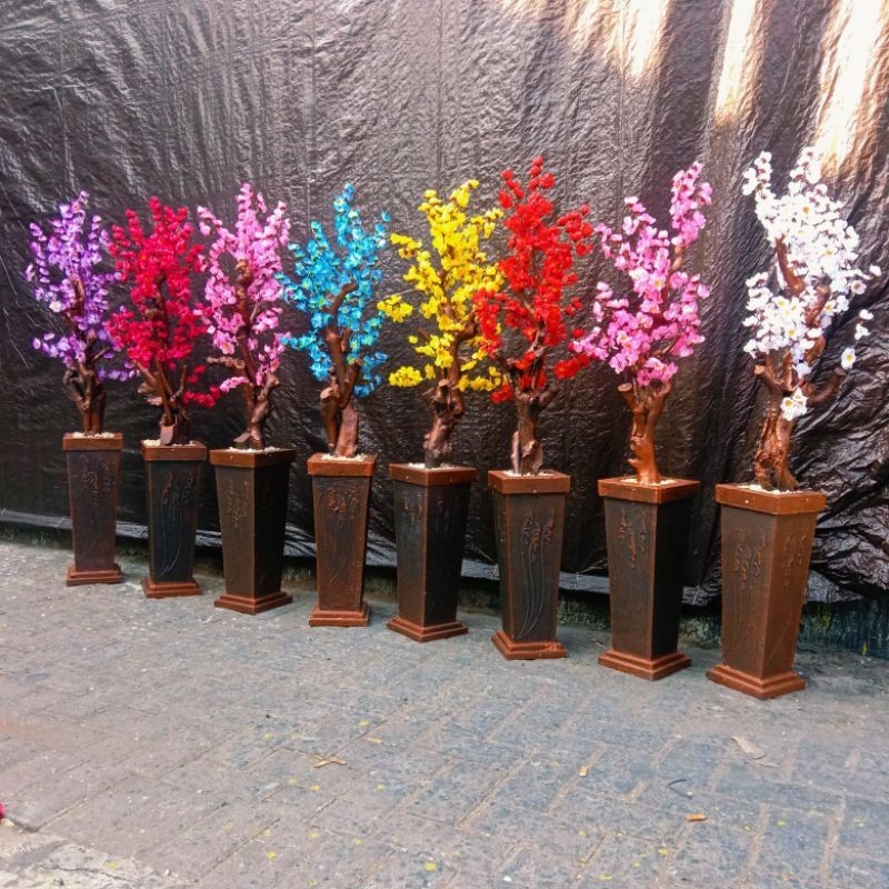 HIASAN SUDUT RUANGAN+POT // TINGGI 120CM LENGKAP VAS BEBATUAN / POHON BUNGA HIAS SAKURA IMPORT RIMBU