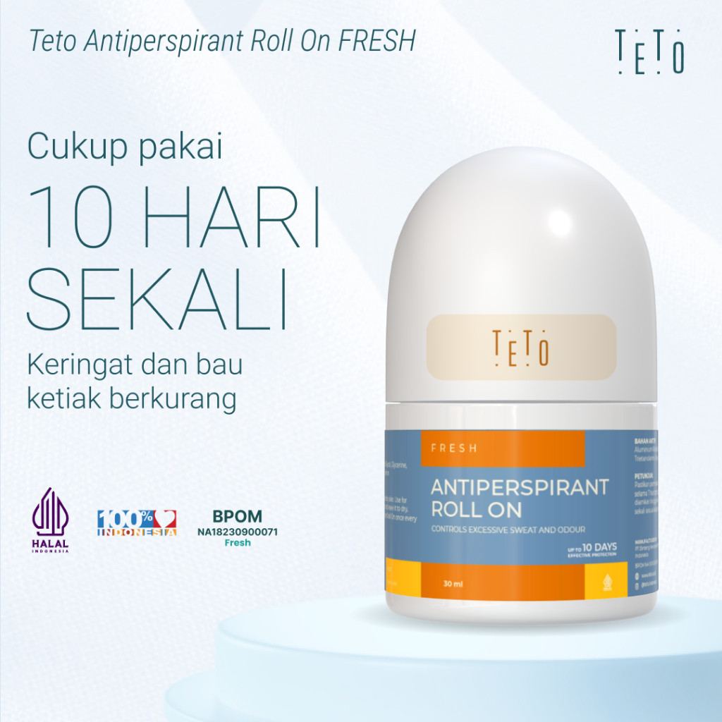 TETO -  Antiperspirant 30ml yang mengurangi keringat & bau hingga 10 Hari - Fresh