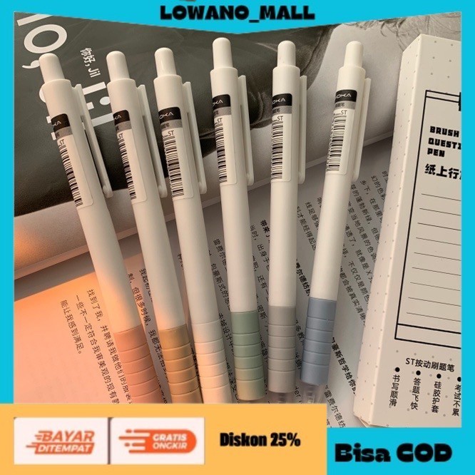 

[[LOWANOMALL6]] TERLARIS Aesthetic Gel Pen Pulpen Pen Hitam Gel Pena Alat Tulis Kantor Ball Pen COD