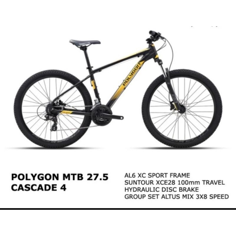 Polygon Cascade 4 MTB 27.5 sepeda gunung 8 speed rem hidrolik