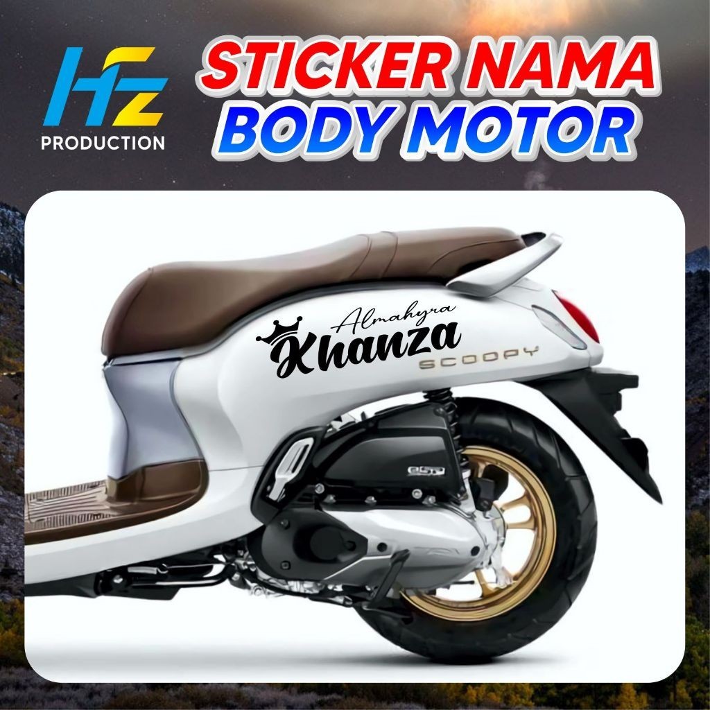 Sticker Cutting Nama Body motor Kaligrafi Nama Jepang Korea Arab Thailand Striping Scoopy premium