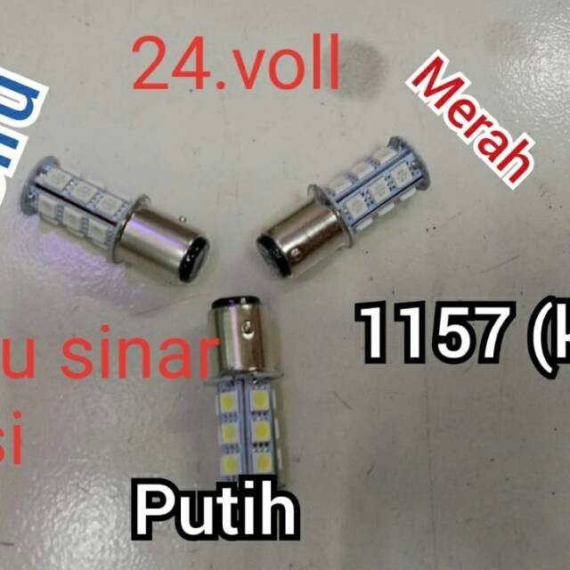 Lampu rem Soket kaki.2 Strobo 1157 18 LED  24v kedip