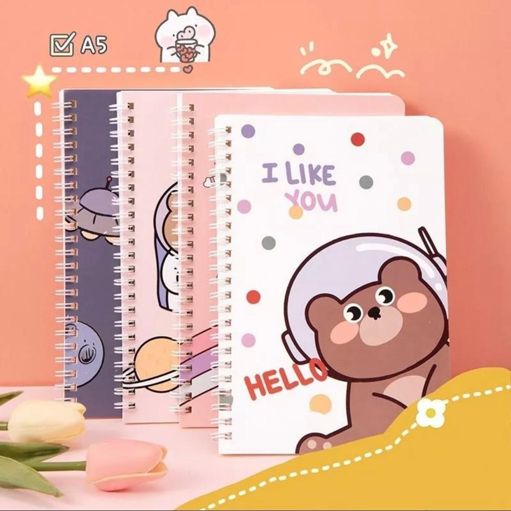 

ARO - Notebook A5 Buku Tulis Spiral Motif Lucu Aesthetic Garis Buku Catatan