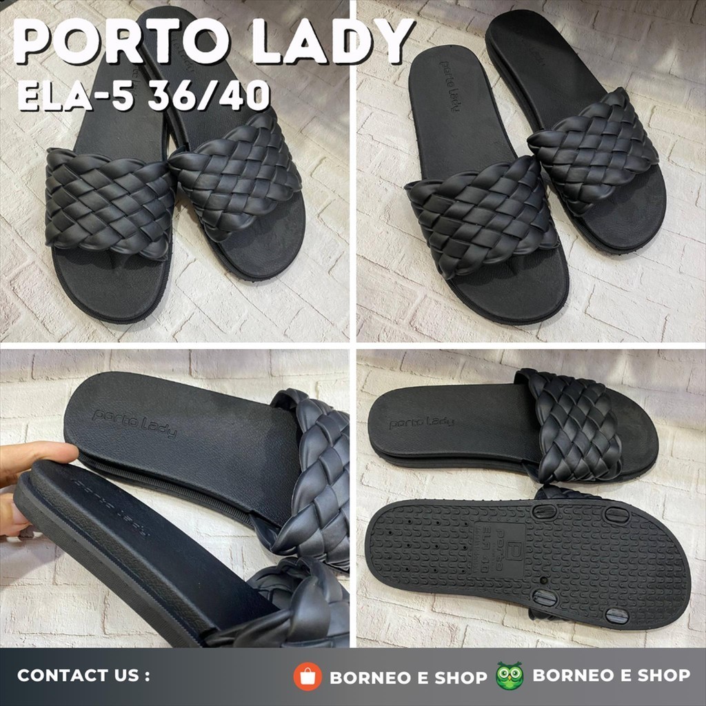 [BISA COD] Sandal Slop / Sandal Karet / Sendal Slop Wanita Porto Lady ELA - 5 Motif Anyam