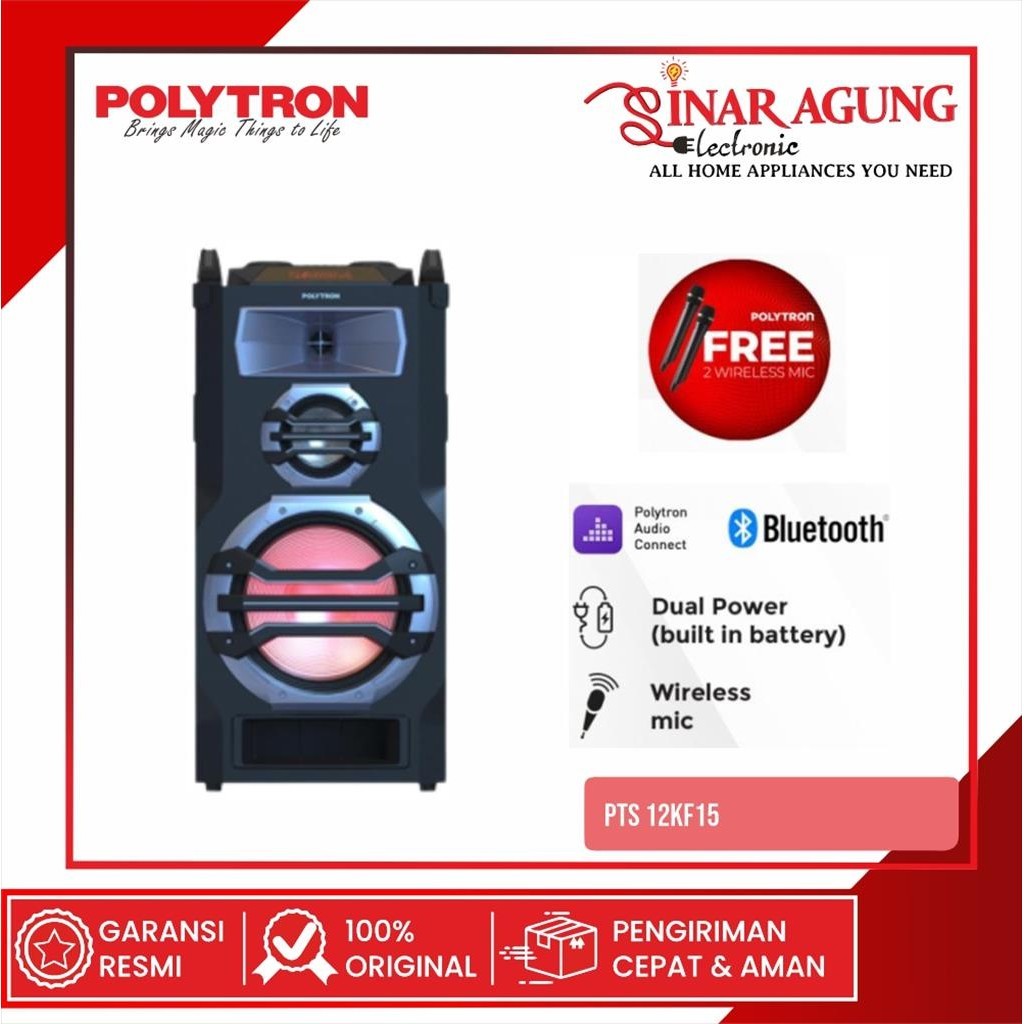 POLYTRON PTS12KF15 /PTS-12KF15 PORTABLE SPEAKER - GARANSI RESMI