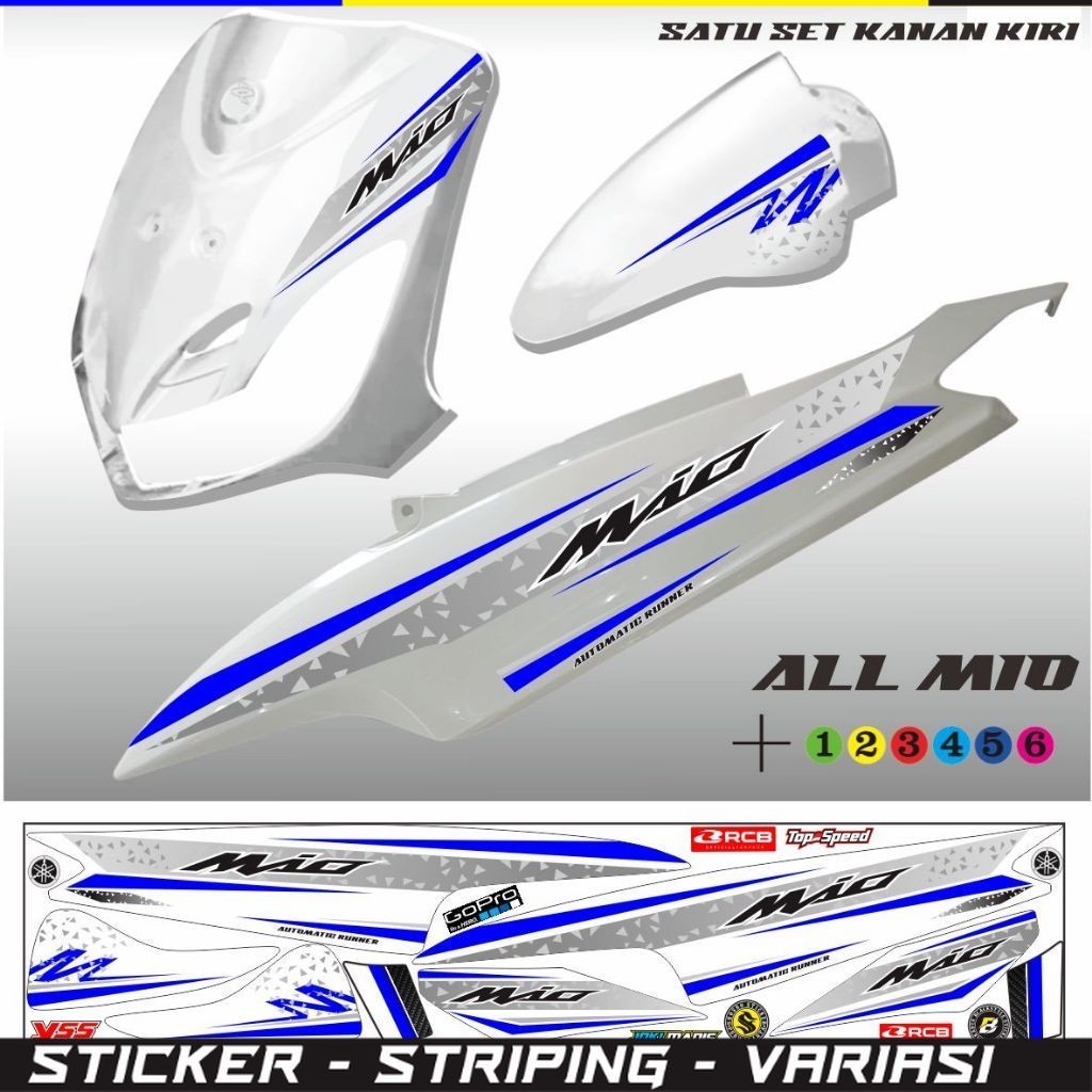 STRIPING STIKER LIS MIO OLD / STRIPING VARIASI MOTOR MIO SPORTY  PUTIH VARIASI/ MIO SMILE STIKER SET
