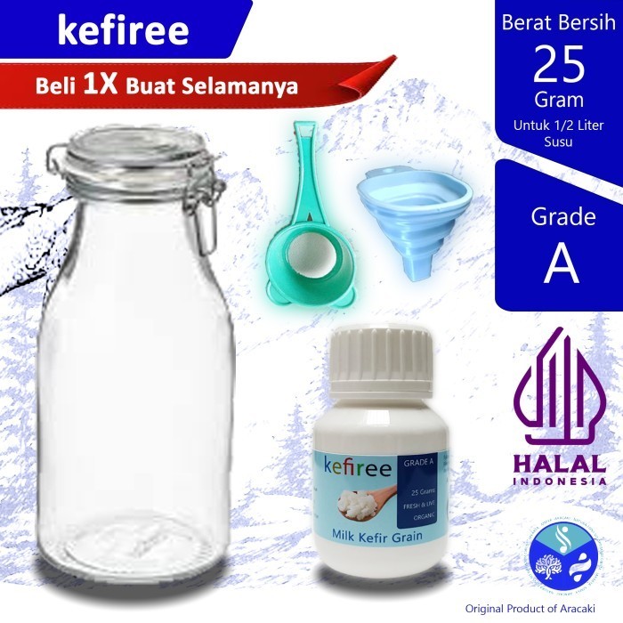 

100% BIBIT KEFIR HIDUP /KEFIR GRAIN (FRESH ORGANIC) GRADE A - KEFIREE - 25 Gram
