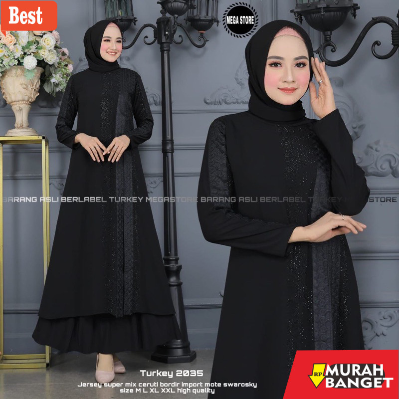 Abaya Turki Kekinian Gamis Turkey 2035 Hawa #236 Busana Muslimah By Original Mega Store