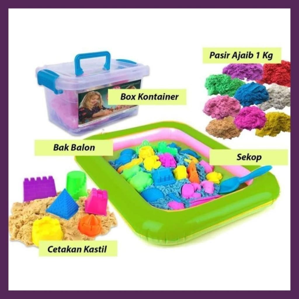 pasir mainan anak 1 kg reffil satu set + pasir ajaib