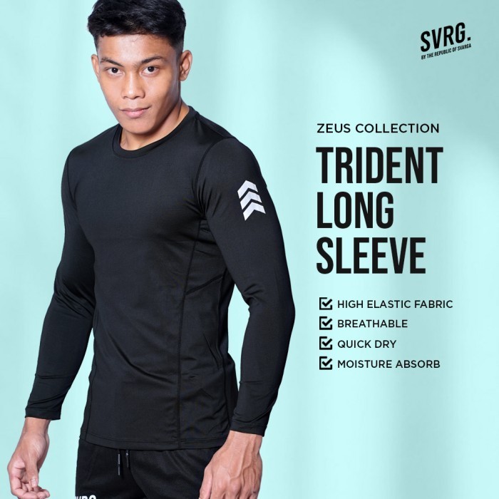 *Best Promo* pipit_id1 SVRG. Trident Long Sleeve - Baselayer Pria - Manset Baju Olahraga - L