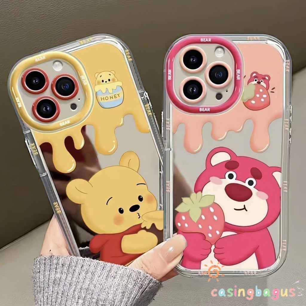 iPhone  Softcase Creamy Winnie and Lotso hp Case Mirror Hologram Kelontong Full  Unik  Lucu For iPho