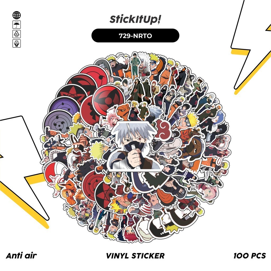 

COD✨ 100 Pcs Stiker Pack Anime Naruto Shippuden Lucu Aesthetic Vynil Waterproof untuk Freebies Sticker Buku Journal Casing HP Laptop