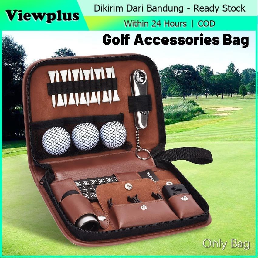 Tas Golf Kulit Multifungsi Tas peralatan penyimpanan aksesoris Golf Ball Pouch Tas Bola Golf