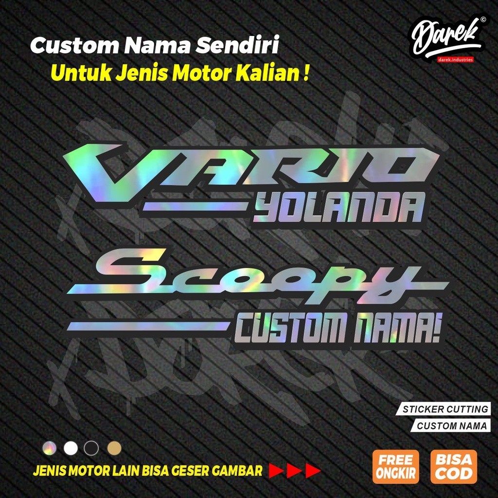 STICKER VARIASI PELAN, CUSTOM NAMA, STIKER MOTOR VARIO, BEAT, MIO, NMAX, PCX