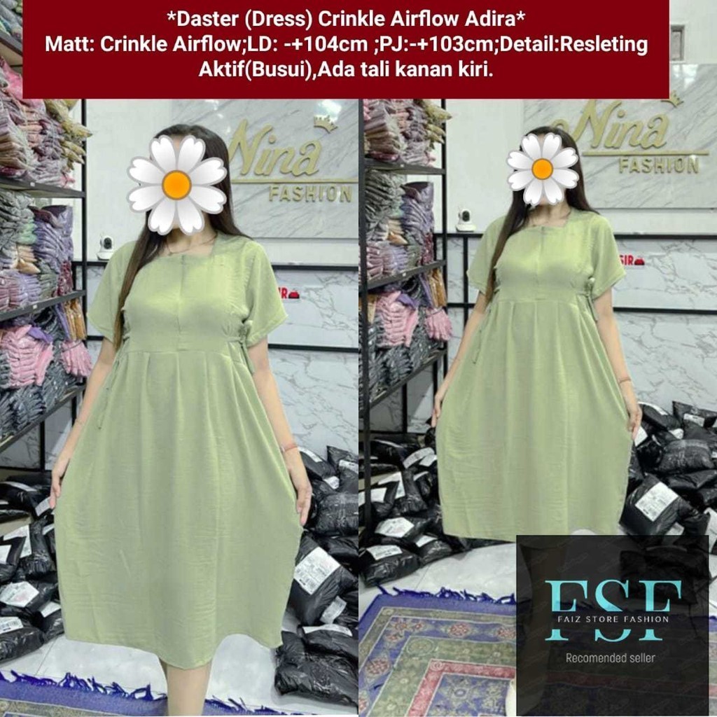 DASTER (DRESS) CRINKLE AIRFLOW ADIRA PREMIUM By Faiz Store Fashion