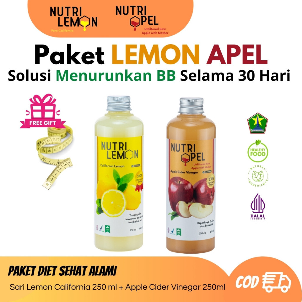 

Nutridiet - Paket Hemat Sari Lemon Asli Murni Cuka Apel With Mother Premium