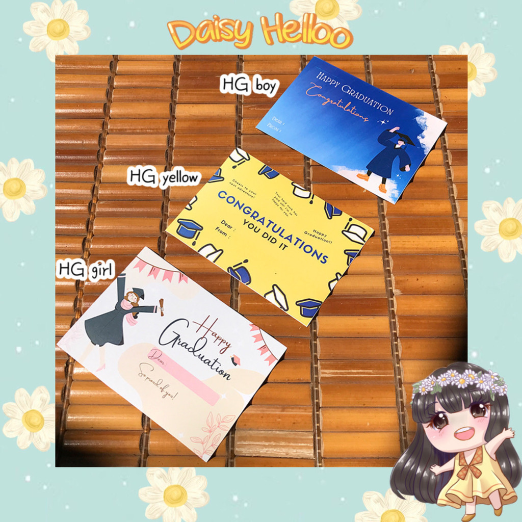 Kartu Ucapan 1 pcs Happy Graduation Aesthetic Card Boy Girl Selamat Wisuda Hang Tag Parcel Hampers H