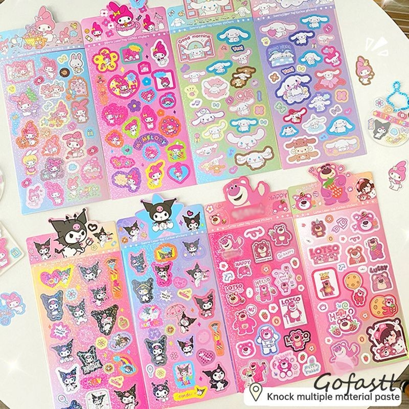 

COD Stiker Sanrio Gaya Ins Stiker Buku Besar Tangan DIY Anak Stiker Laser Kartun-G