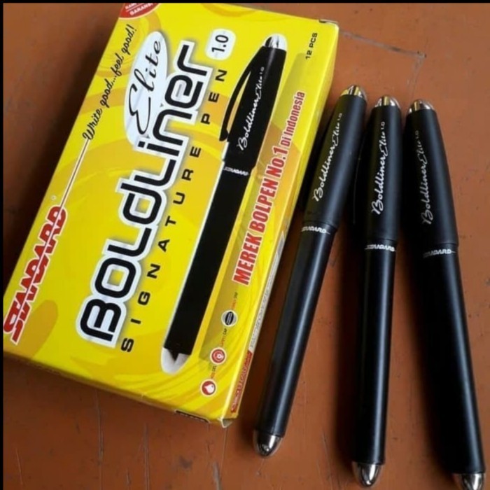 

[Terbaru]ATK pulpen standard boldliner elite 1,0mm hitam/biru signature pen - Hitam