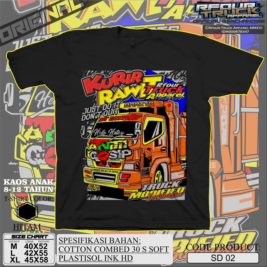 KAOS TRUCK ANAK KURIR RAWIT KAOS TRUCK OLENG ANAK LAKI LAKI USIA 8-12 TAHUN KAOS TRUCK ANAK 10 TAHUN
