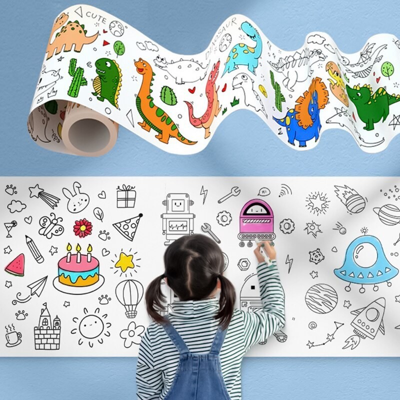 

Childrens Graffiti Picture Scroll Coloring Picture Scroll Three Meter Long Pattern Not Repeated Not Dirty Wall Can Be Atta