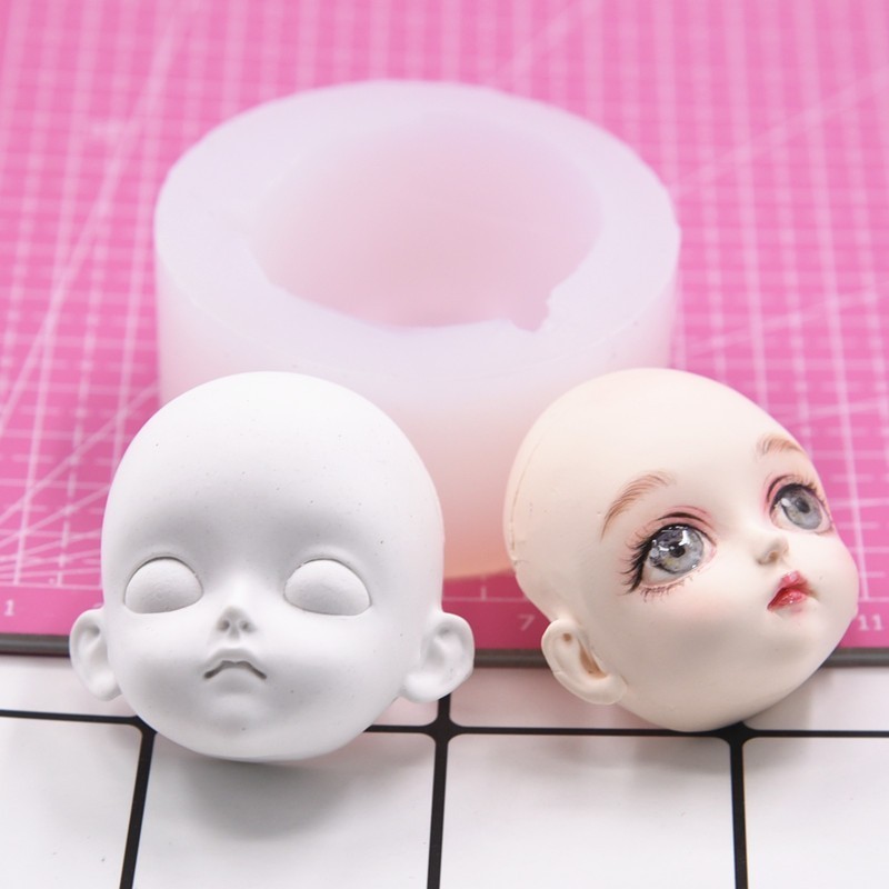 6 points clay face mold fondant face mold silicone glue hand-made face cartoon character BJD doll fa