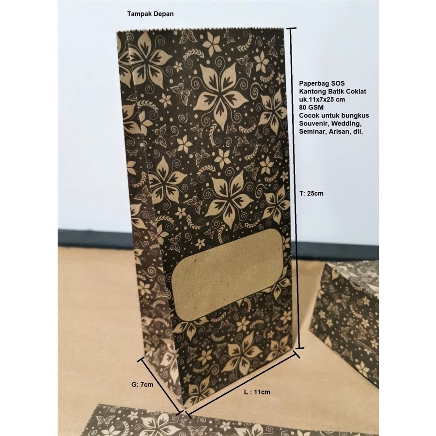 

50 PCS Paperbag Coklat Batik 11x7x25cm BC80/301107 BATIK
