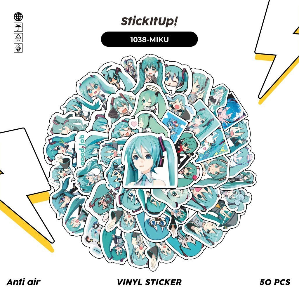 

COD✨ 100 Pcs Stiker Pack Hatsune Miku v2 Lucu Aesthetic Vynil Waterproof untuk Freebies Sticker Buku Journal Casing HP Laptop