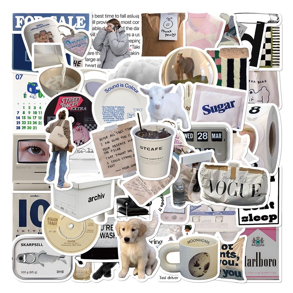 

【Pengiriman 24 jam】57 Pcs Vintage Ins Sederhana Lucu Stiker Korea Kartun Decals DIY Laptop Kulkas Ponsel Scrapbook Keren Graffiti Sticker Mainan