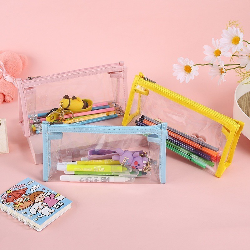 

YMB Kotak Pensil Transparan Multifungsi Minimalis Tempat Pensil Bening Kapasitas Besar Tas Penyimpanan Transparan Warna tas Makeup Mini Pouch Pencil Case Stationery Serbaguna Aesthetic