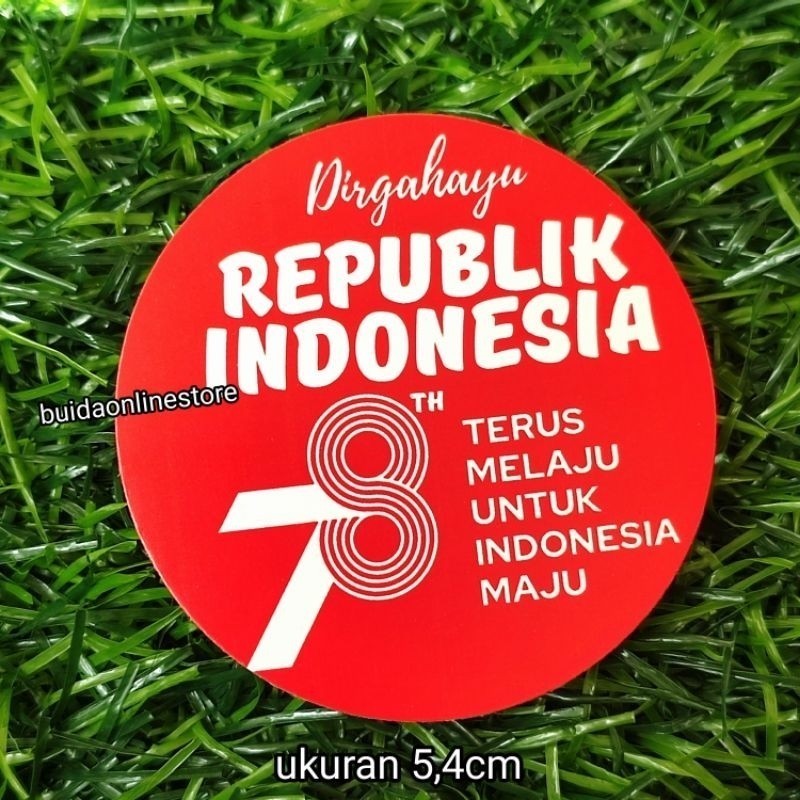 

Stiker Bulat Dirgahayu Republik Indonesia NKRI merah putih HUT RI 78 garuda pancasila label sticker kemasan dekorasi hiasan 17 agustus terus melaju untuk indonesia tetap maju
