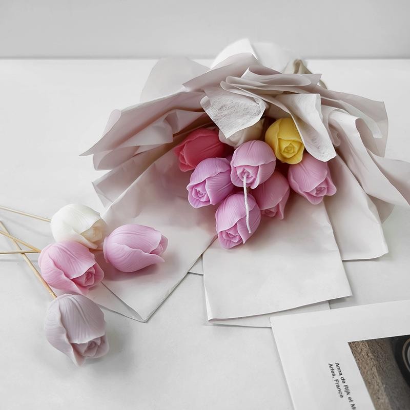 

3D Tulip Candle Mold Handmade DIY Flower Aromatherapy Soap Epoxy Resin Plaster Silicone Mold Home Decor Candles Making Supplies