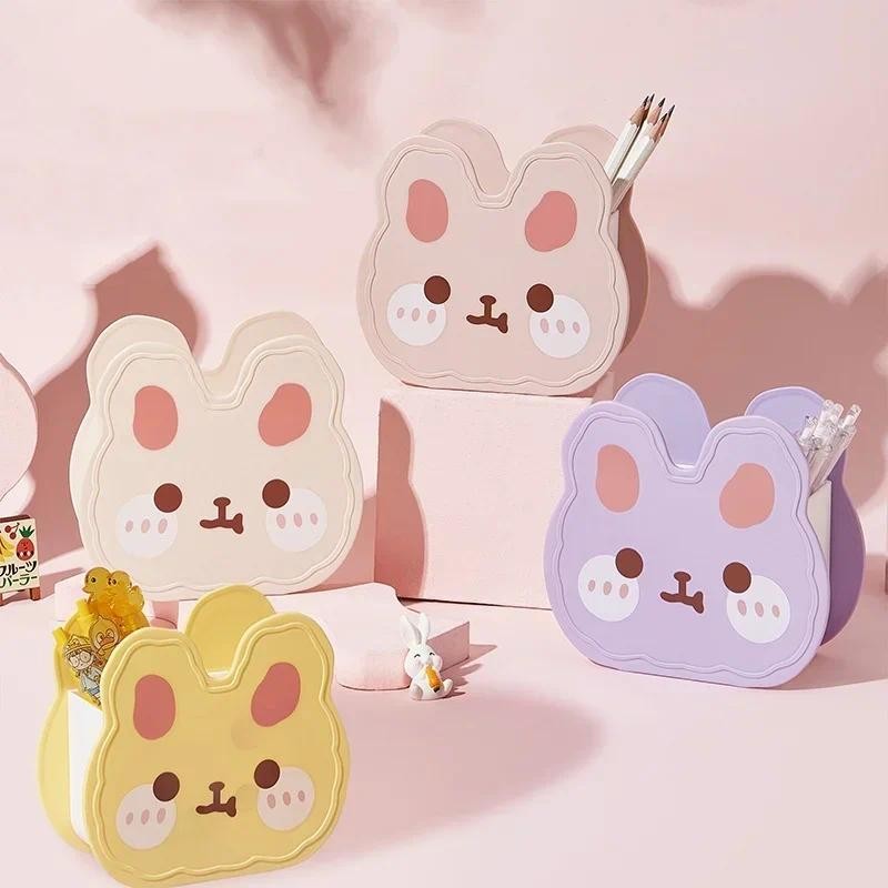 

Cute Cartoon Rabbit Metal Multifunctional Storage Box Student Pen Holder Stationery Organizer Kawaii Girl Office Desk Decoration
