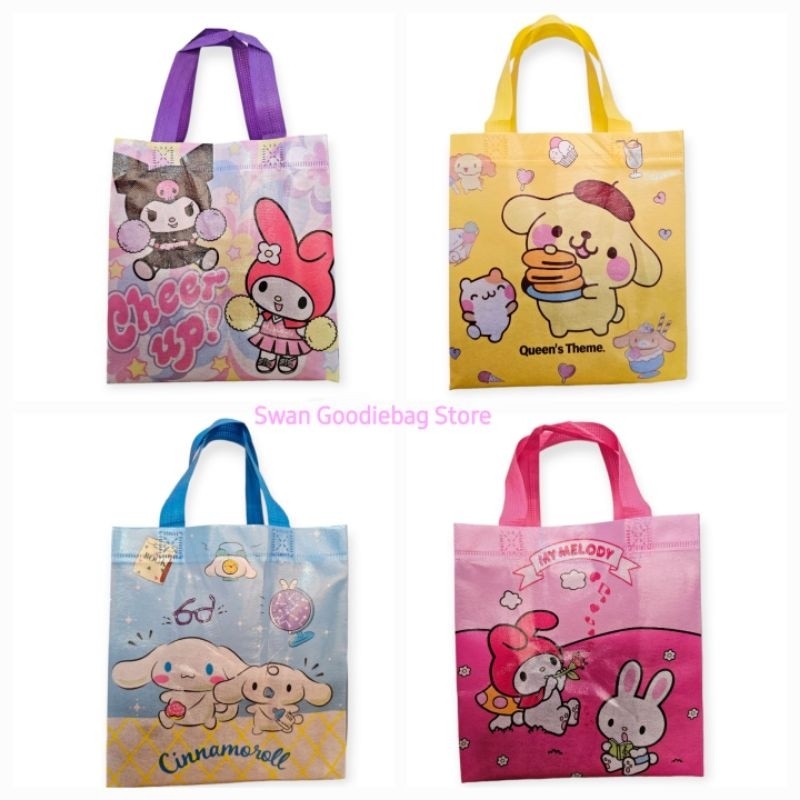 

[ PROMO ] (LUSINAN 12pcs) Goodie Bag Box Karakter 22x23x11 tas spunbond/tas hampers ultah/ tas kartun