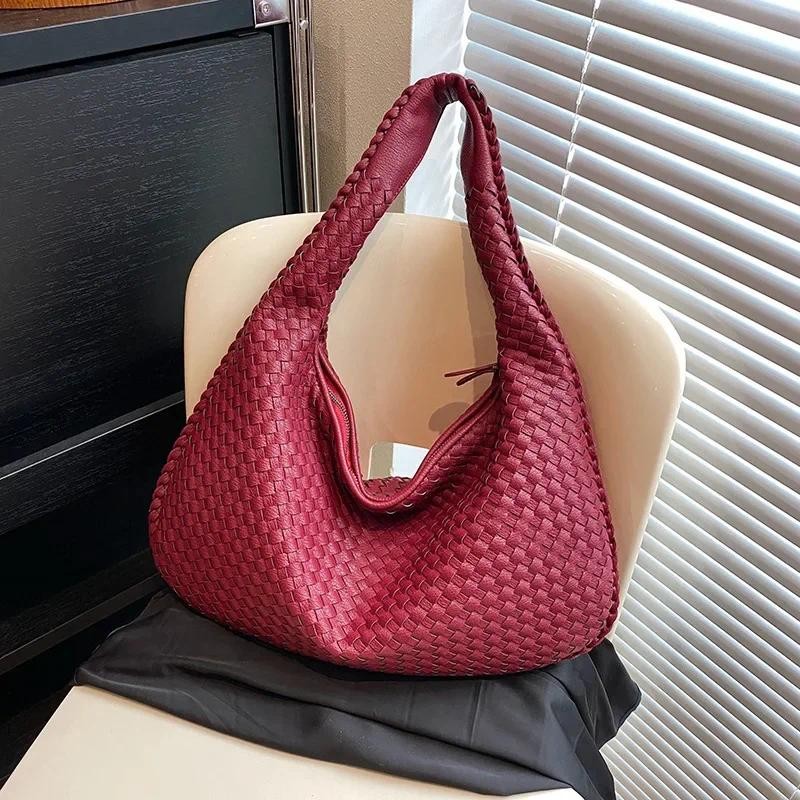 

Women Everday Tote Woven Pu Leather Messenger Fashion Luxury Designer Handbag High Quality Lightweight Travel Expanding Folders