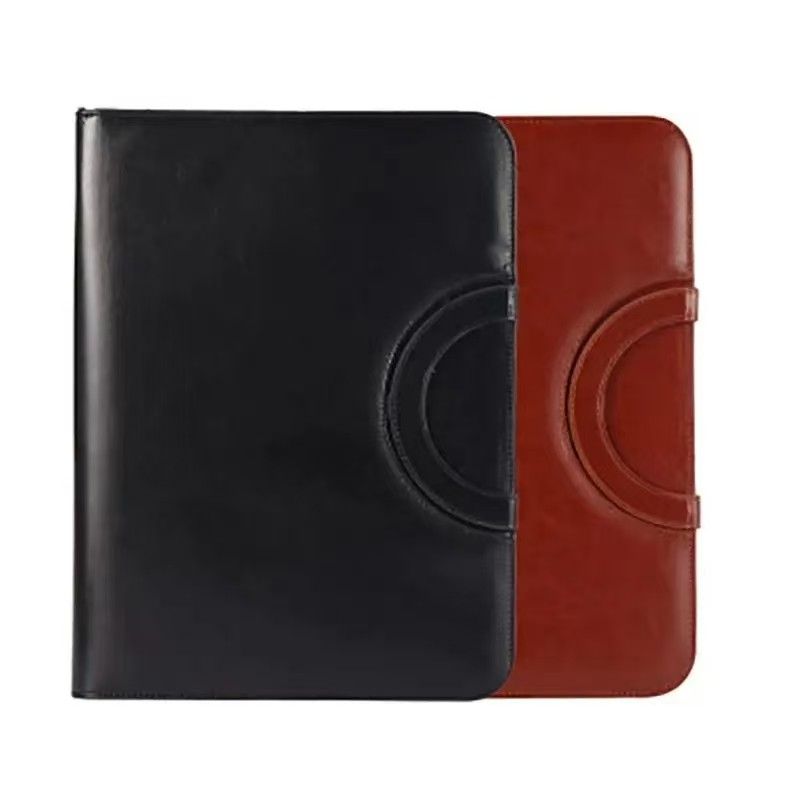 

A4 PU Leather Zipper File Folder Bag Document Holder With Calculator Portable Business School Manage Briefcase Customize Logo