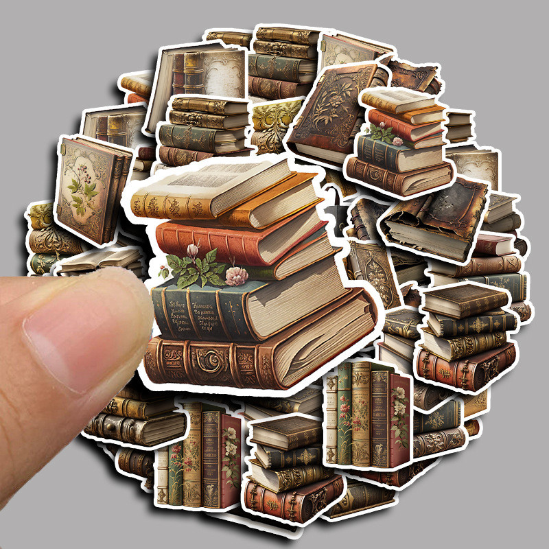 

50pcs Retro Magic Book Stickers Pack Phone Case Laptop Suitcase DIY Vintage Sticker Journaling Materials Journal Accessories