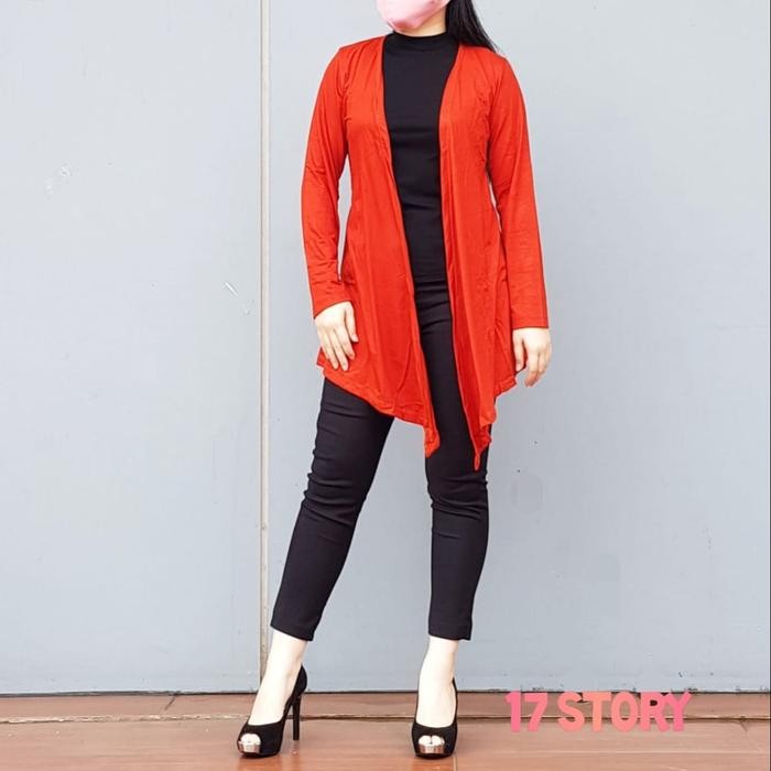 Kardigan Wanita Polos Bahan Kaos Rayon Adem Dan Strech Lengan Panjang/Outer Wanita Cardigan Premium 