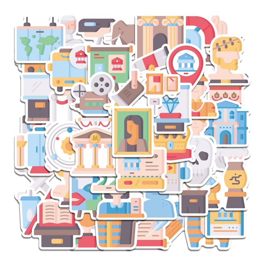

COD 50 Pcs Stiker Museum Flat Lucu Anti Air Untuk Dekorasi Notebook Sepeda Skateboard Handphone