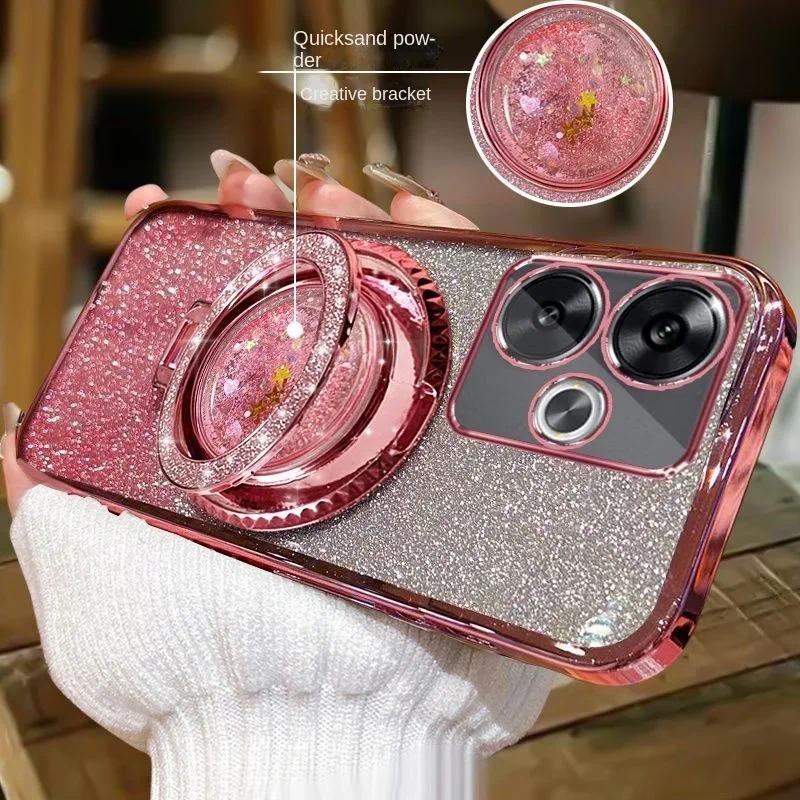 For OPPO A15s A15 Case casing soft Transparent quicksand glitter liquid funnel full of star rings Ba
