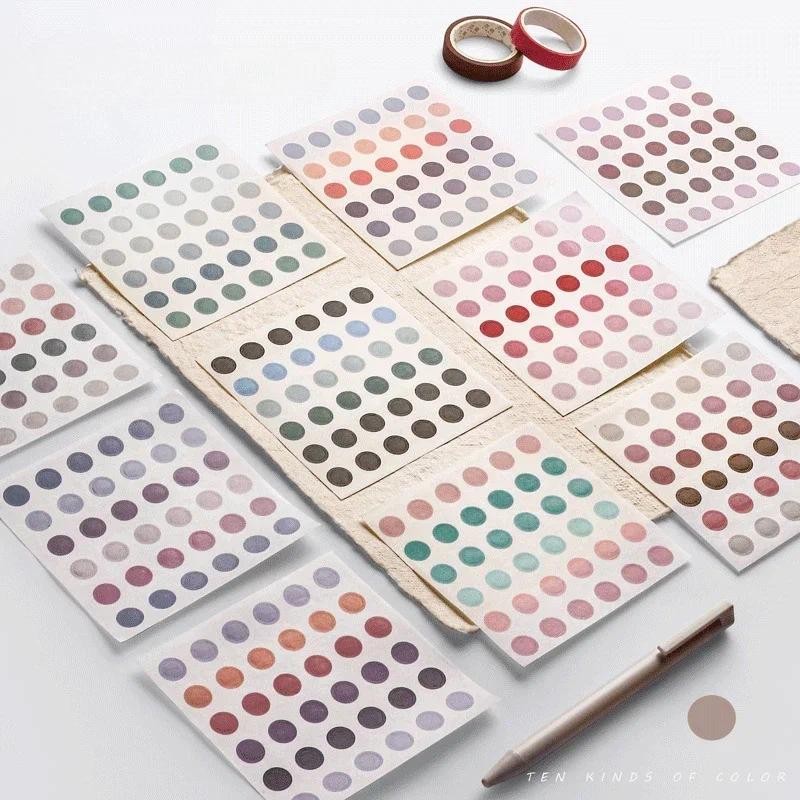 

50Sheets Mini Morandi Color Dot Washi Paper Sticker Girl Scrapbook Journal Decoration Notebook Planner Calendar Marking Sticker