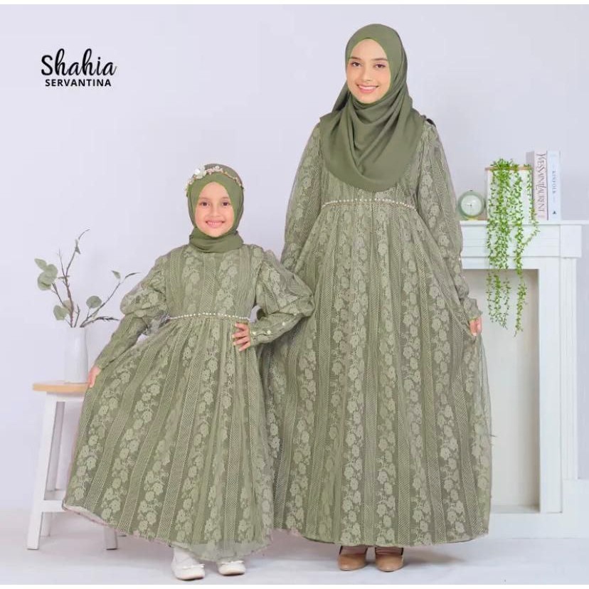 [READY] PROMO VIORA DESIGN Dress Brukat Mewah Kekinian Baju Kondangan Ibu dan Anak Couple Aqila Dres