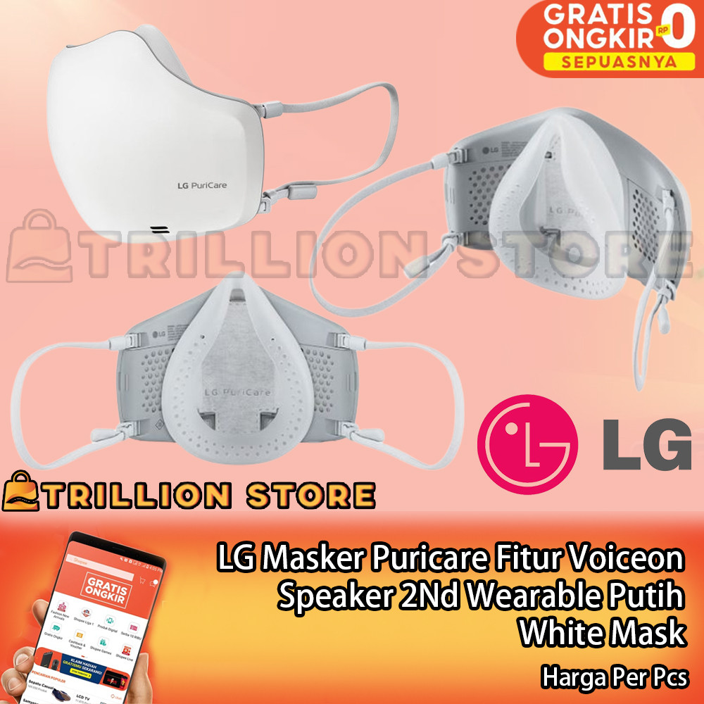 LG Masker Puricare Fitur Voiceon Speaker 2Nd Wearable Putih White Mask Medis Permurni Penjernih Polu