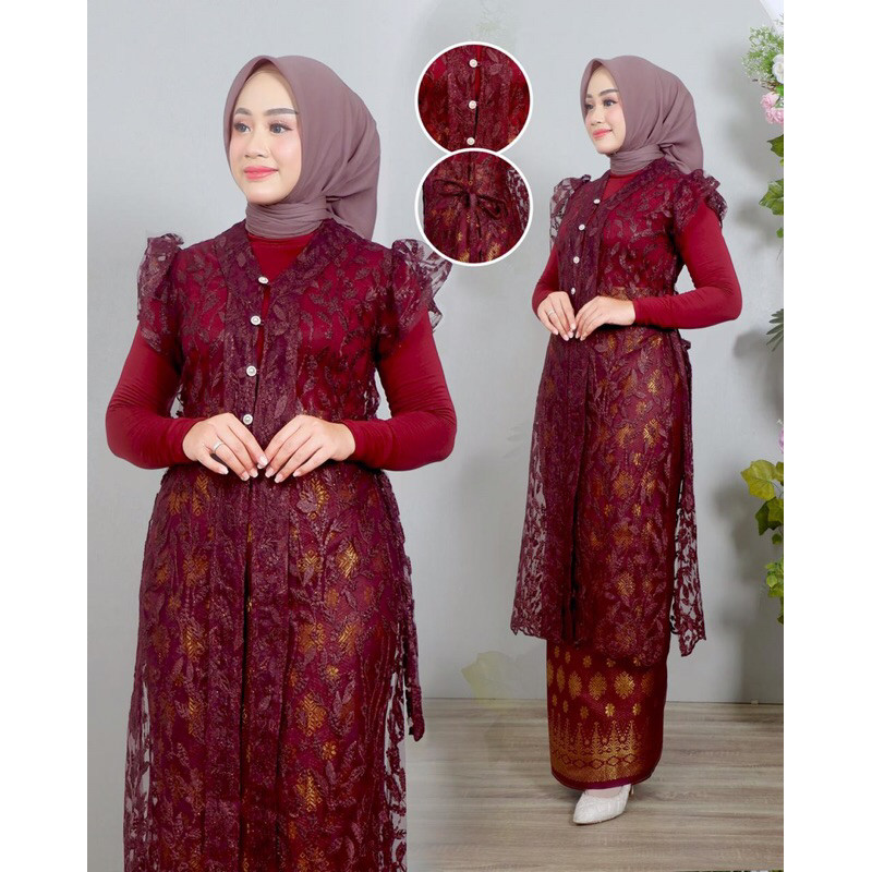 Queen Kebaya Outer Mahalini terbaru / set outer modern / set outer songket / set outfit wanita