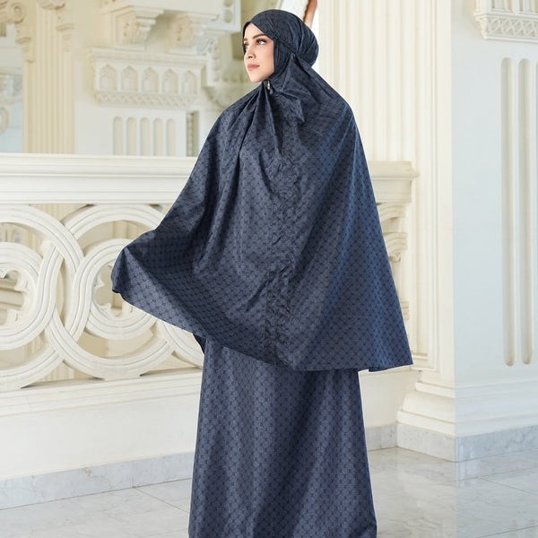 Mukena BUTTONSCARVES Monogram Mini Capsule Prayer Robe - Navy