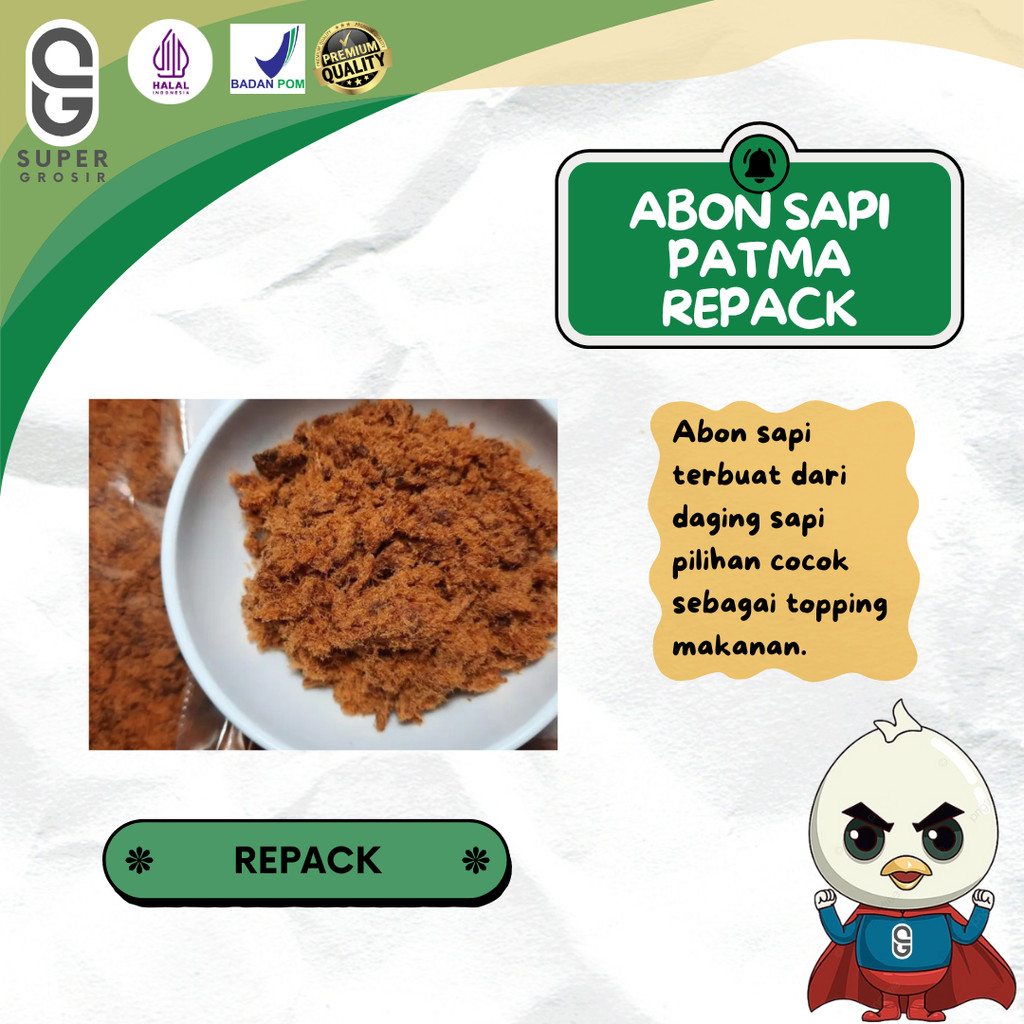 

Abon Sapi Patma Repack [50GR, 100GR, 250GR, 500GR]