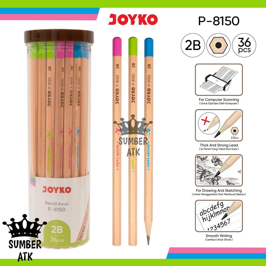 

Pencil Pensil Joyko P-8150 1 Drum 36 Pcs Happy Writing